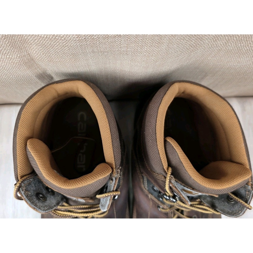 Carhartt Traditional Welt 6" Brown Leather Soft Toe Work Boots CMW6174 Mens 13W - Picture 8 of 10